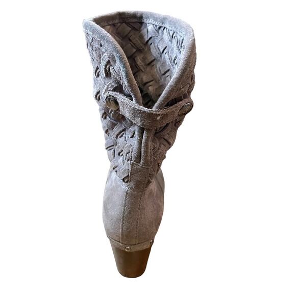 UGG Lynnea Arroyo Weave Chestnut Bootie Size 9 Beige Suede 2 Ways To Wear - Picture 9 of 12